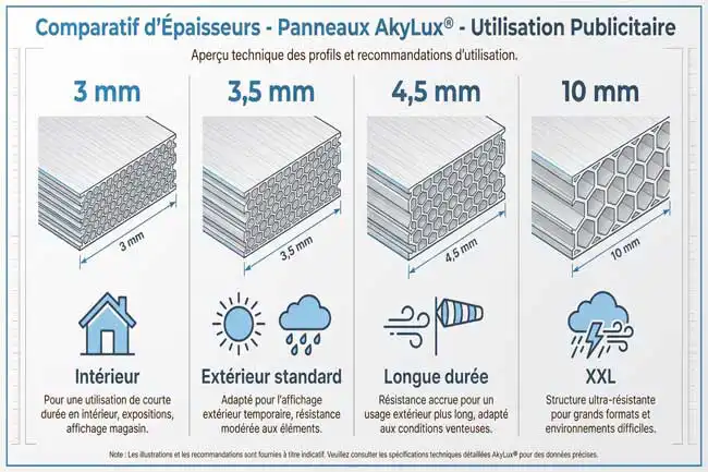 Panneau publicitaire AkyLux® : quelle épaisseur choisir
