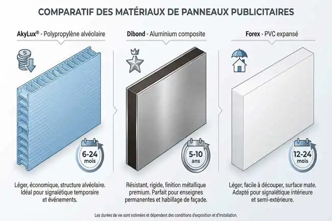 Support de panneau publicitaire : AkyLux®, Dibond ou Forex