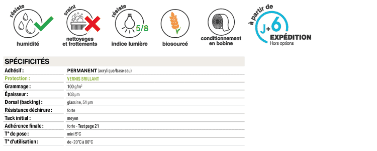 Spécificités techniques Etiquette écologique synthétique biosourcée transparente
