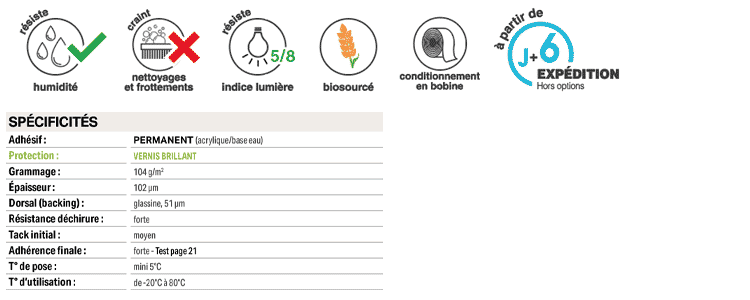 Spécificités techniques Etiquettes biodégradables synthétiques blanches écologiques