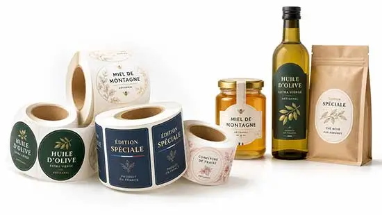 Étiquettes adhésives standard en rouleau pour emballages, packagings et produits